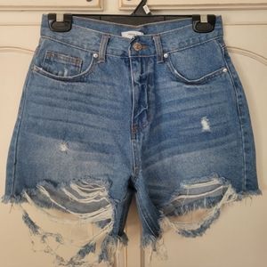 High waisted jean shorts